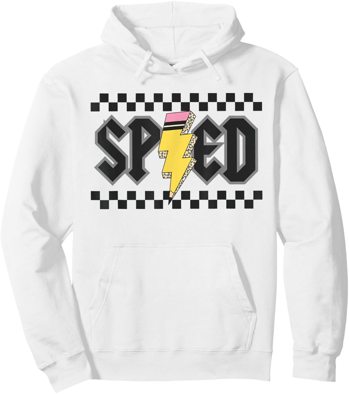 Retro SPED Teacher Pencil Lightning Bolt Back To School Hoodie - Hoodie | White