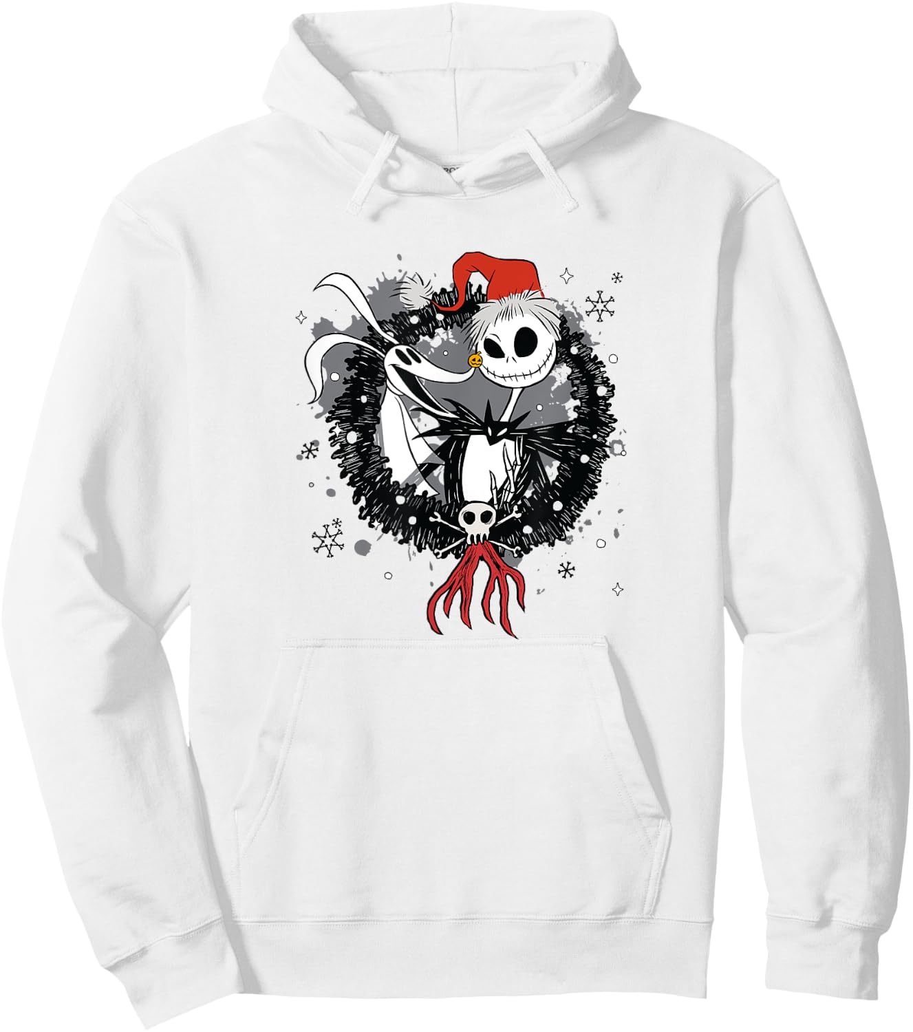 Disney The Nightmare Before Christmas Jack & Zero Wreath Hoodie - Hoodie | White