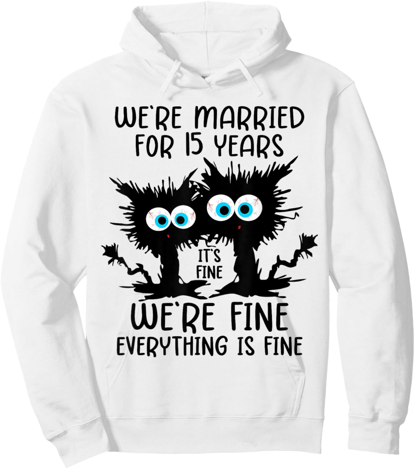 Crystal Wedding We're Married For 15 Years , Small, Grey Hoodie - Hoodie | White