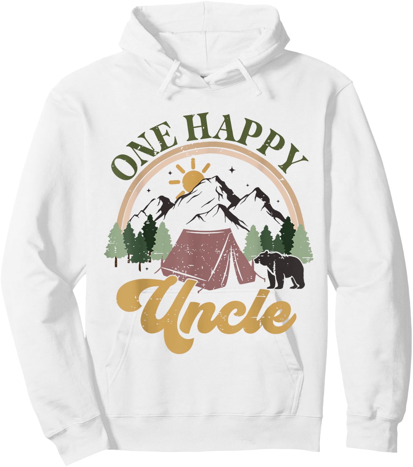 Cute One Happy Camper Birthday Decorations One Happy Uncle Hoodie - Hoodie | White