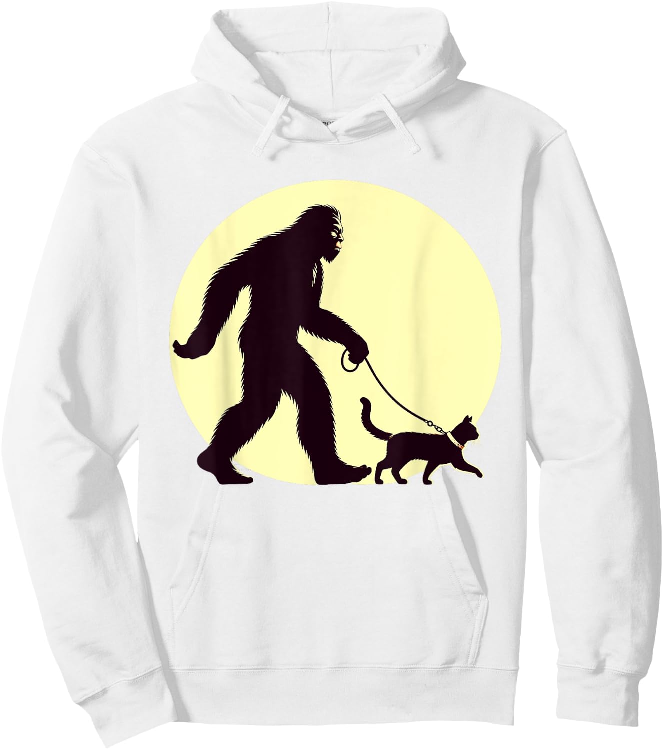 Bigfoot Sasquatch Walking Cat Funny Cat Lover Graphic Art Hoodie - Hoodie | White