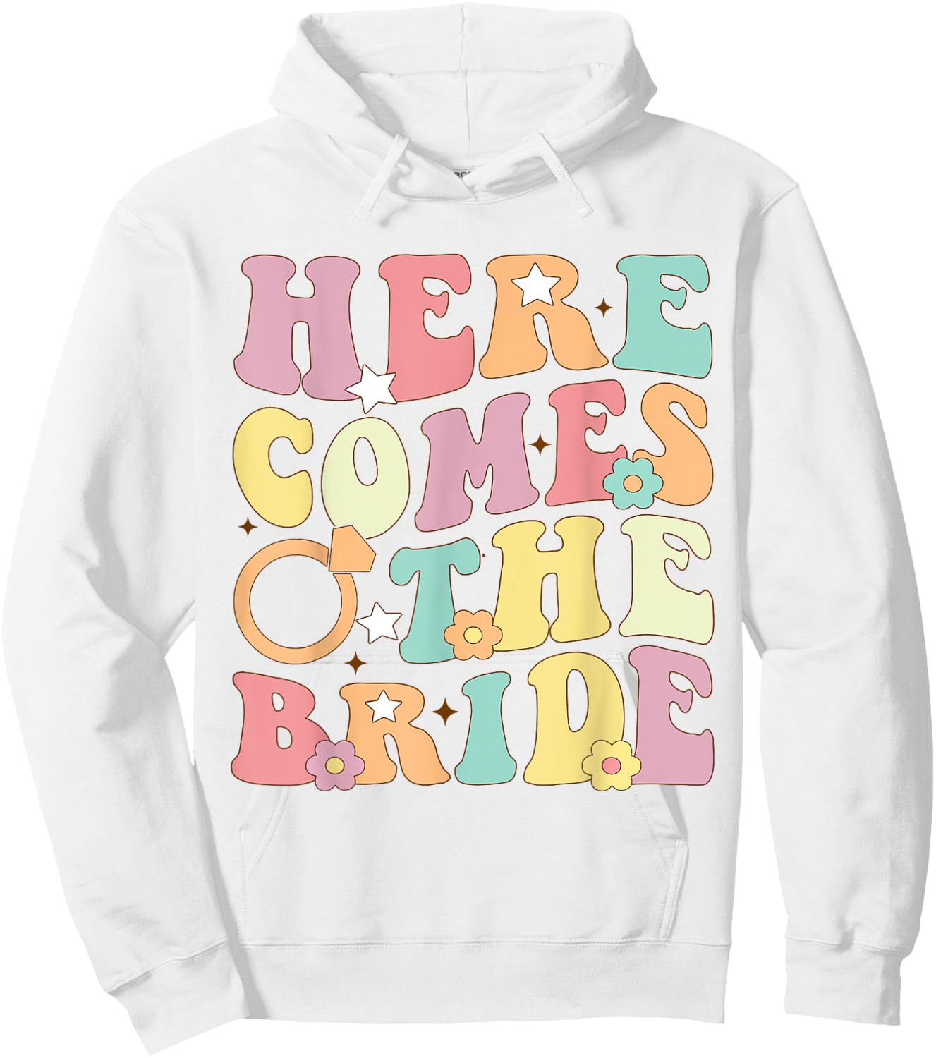 Here Come The Bride Party Retro Groovy Bachelorette Matching Hoodie - Hoodie | White