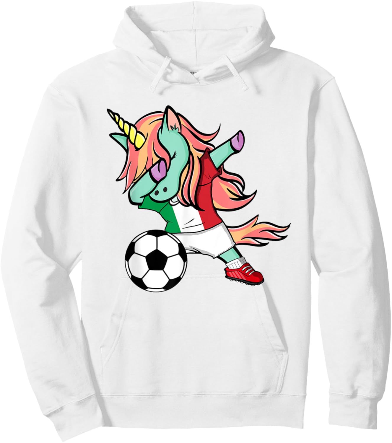 Dabbing Unicorn Italy Soccer Jersey Italian Football Lovers Hoodie - Hoodie | White