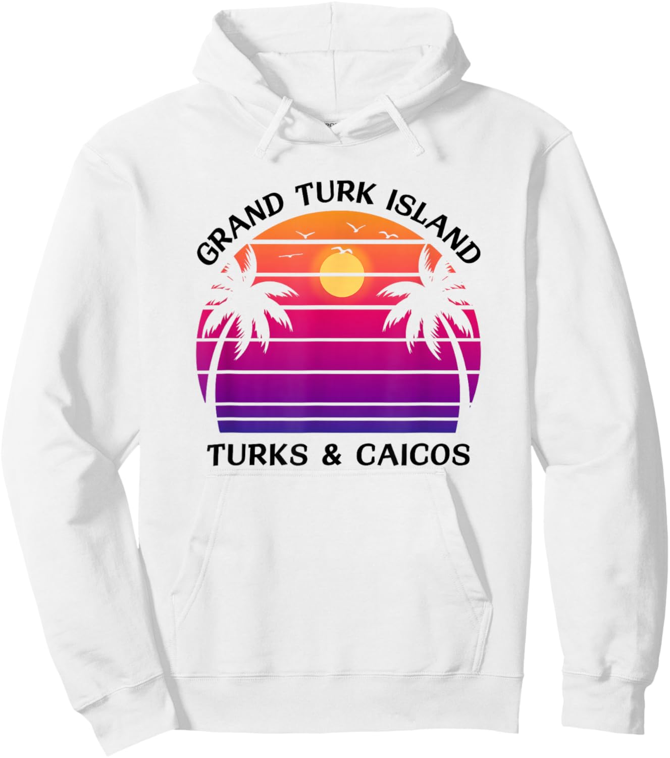 Grand Turk Island Turks & Caicos Sunset and Palm Trees Hoodie - Hoodie | White