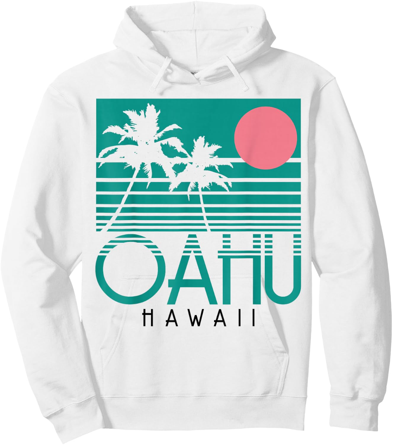 Oahu Hawaii Palm Trees Surf Vintage Retro Hawaiian Islands Hoodie - Hoodie | White