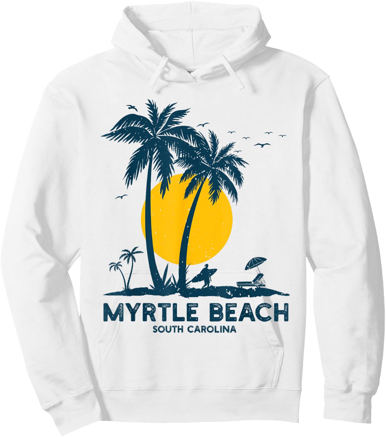 Family Vacation Retro Sunset South Carolina Myrtle Beach Hoodie - Hoodie | White