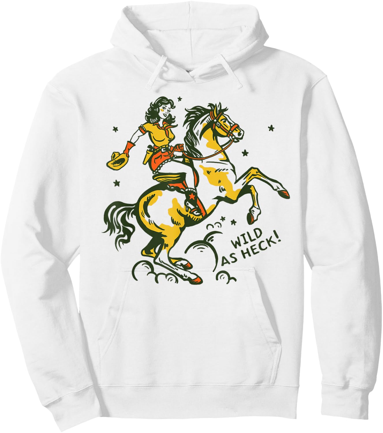 Wild As Heck Retro Vintage Western Rodeo Yeehaw Cowgirl Gift Hoodie - Hoodie | White