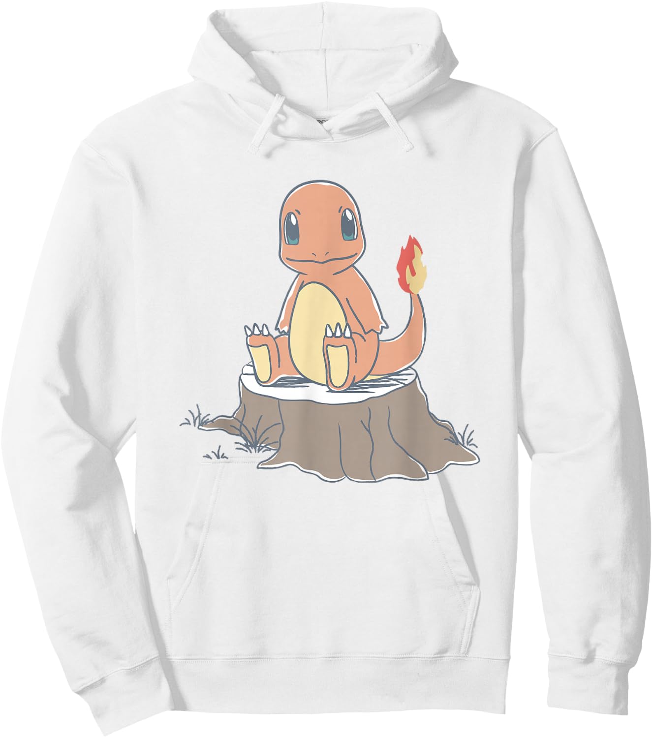Pokémon Charmander Sitting On Tree Stump Retro Sketch Hoodie - Hoodie | White
