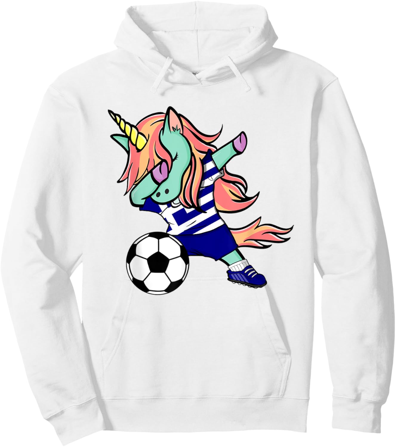 Dabbing Unicorn Soccer Greece Jersey Shirt Greek Football Hoodie - Hoodie | White