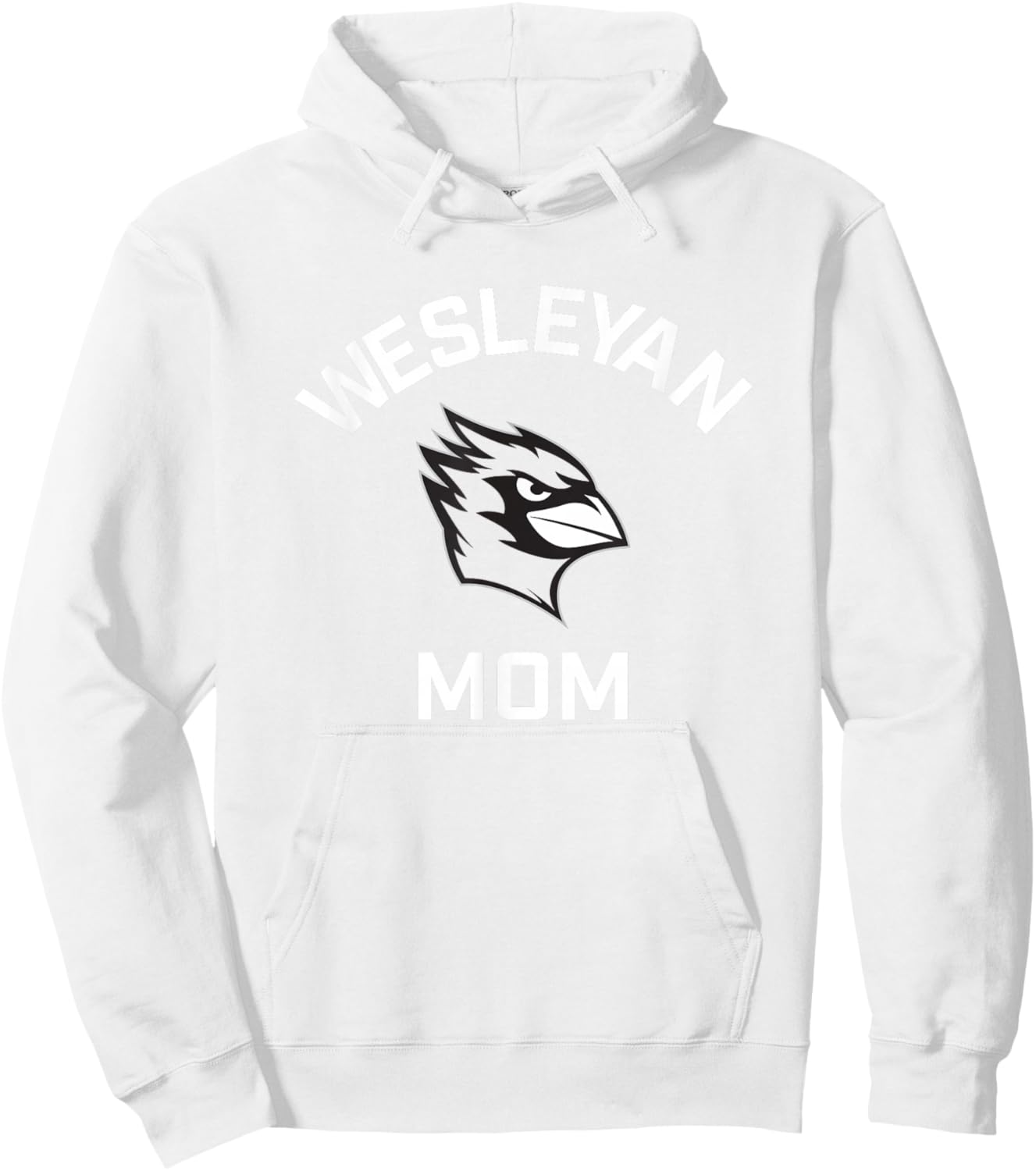 Wesleyan University Cardinals Arched Mom Hoodie - Hoodie | White