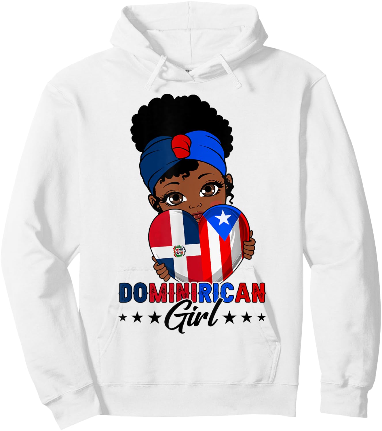 Dominirican Girl Puerto Rico & Dominican Republic Flag Pride Hoodie - Hoodie | White