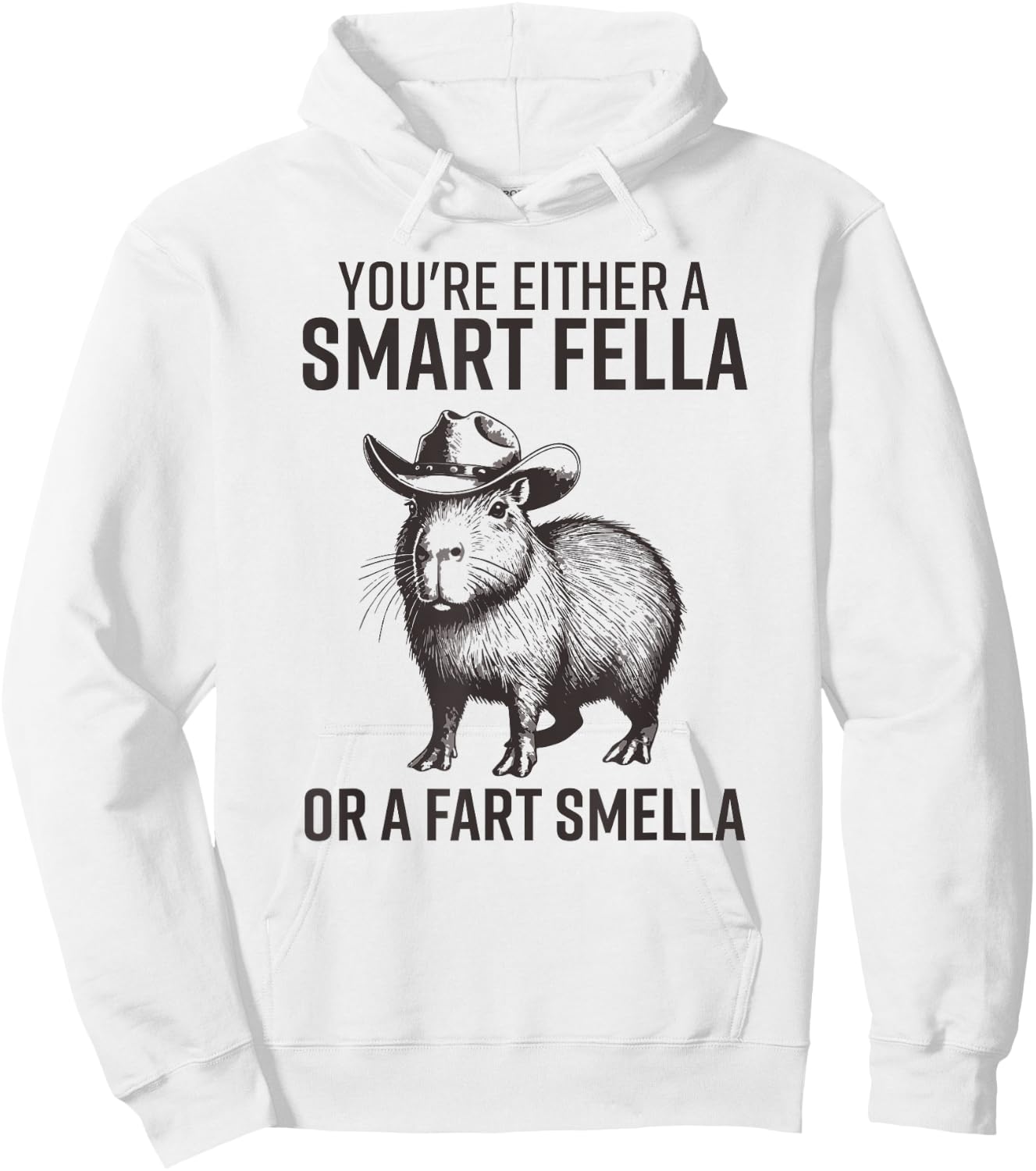 You're Either A Smart Fella Or A Fart Smella Funny Capybara Hoodie - Hoodie | White