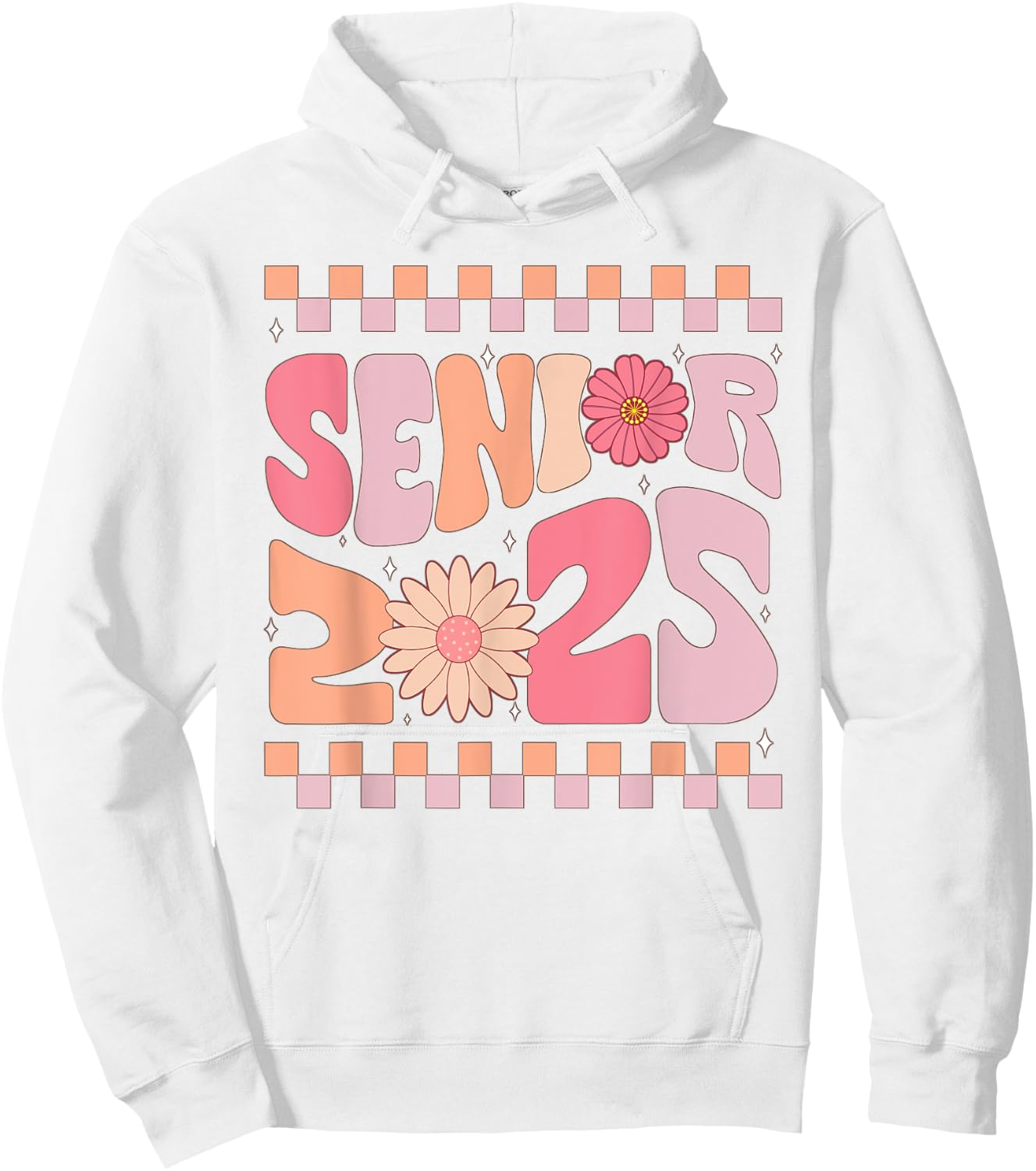 Class of 2025 Senior 25 senior for girls pink groovy Hoodie - Hoodie | White