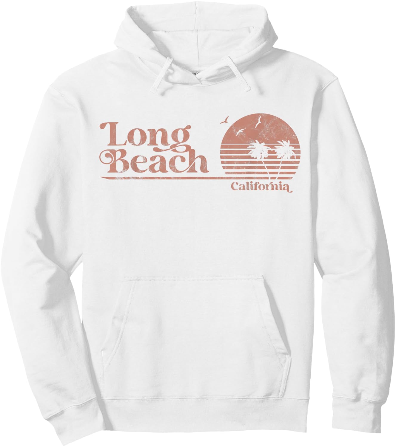 Vintage Long Beach California Palm Trees CA Retro Men Women Hoodie - Hoodie | White