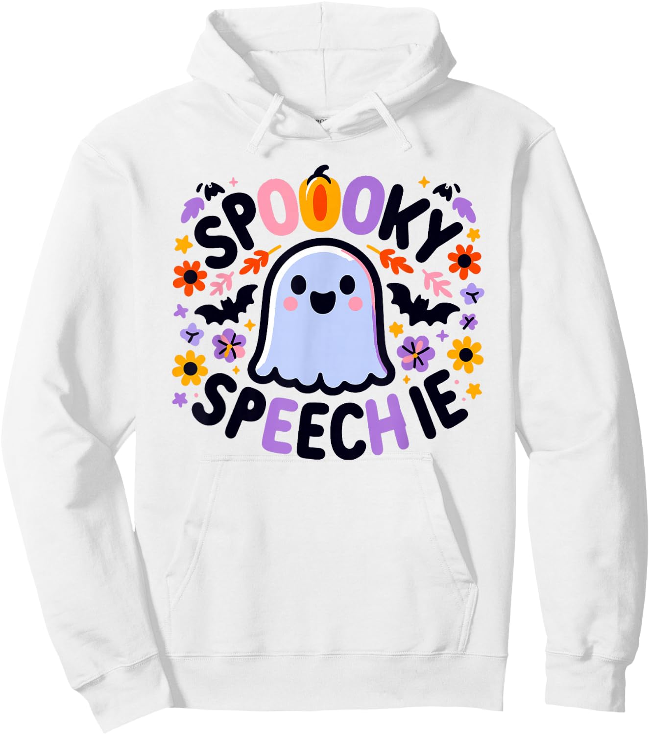 SLP Halloween Speech Therapy Spooky Ghost Speech Therapist Hoodie - Hoodie | White