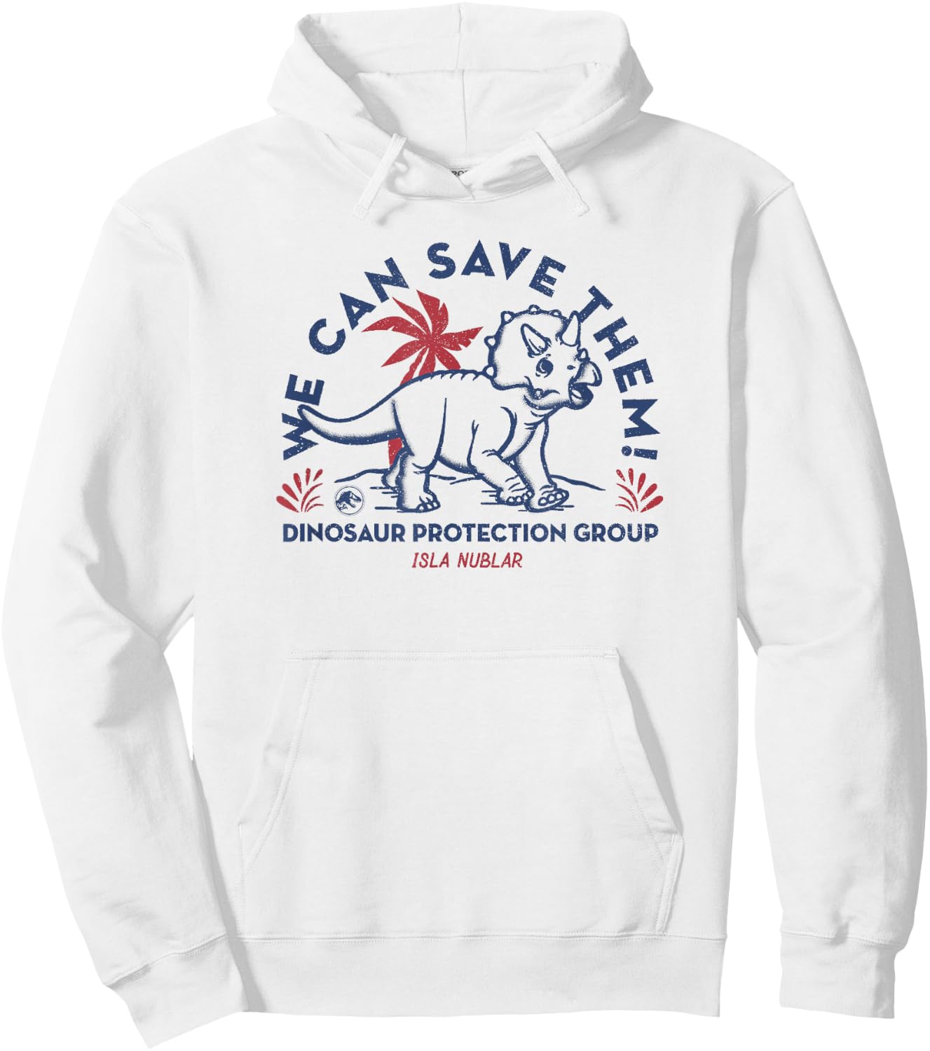 Jurassic World Save The Triceratops Poster Hoodie - Hoodie | White