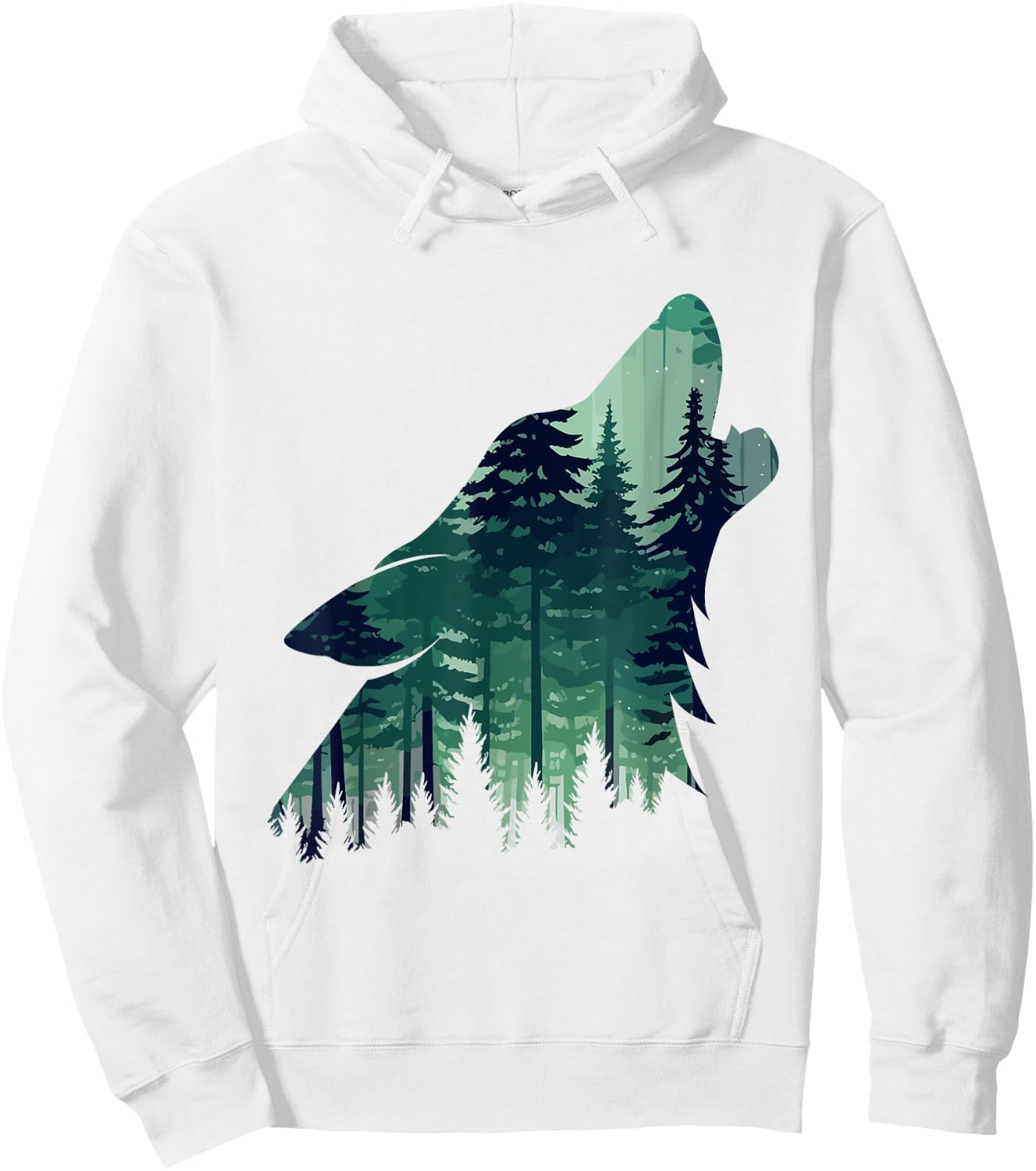 Landscape Animal Art Nature Forest Hiking Howling Wolf Hoodie - Hoodie | White