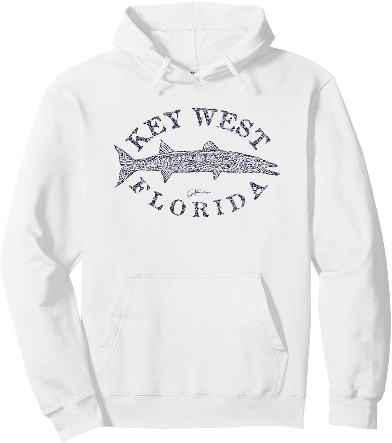 JCombs: Key West, FL, Great Barracuda (Distressed) Hoodie - Hoodie | White