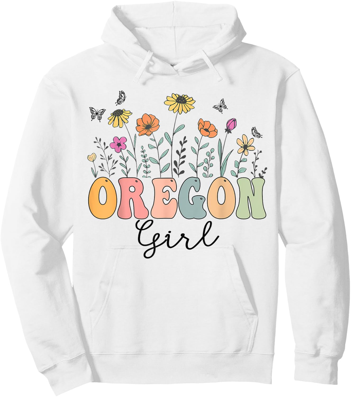 Oregon Girl Wildflower Groovy Oregon Lover Hoodie - Hoodie | White
