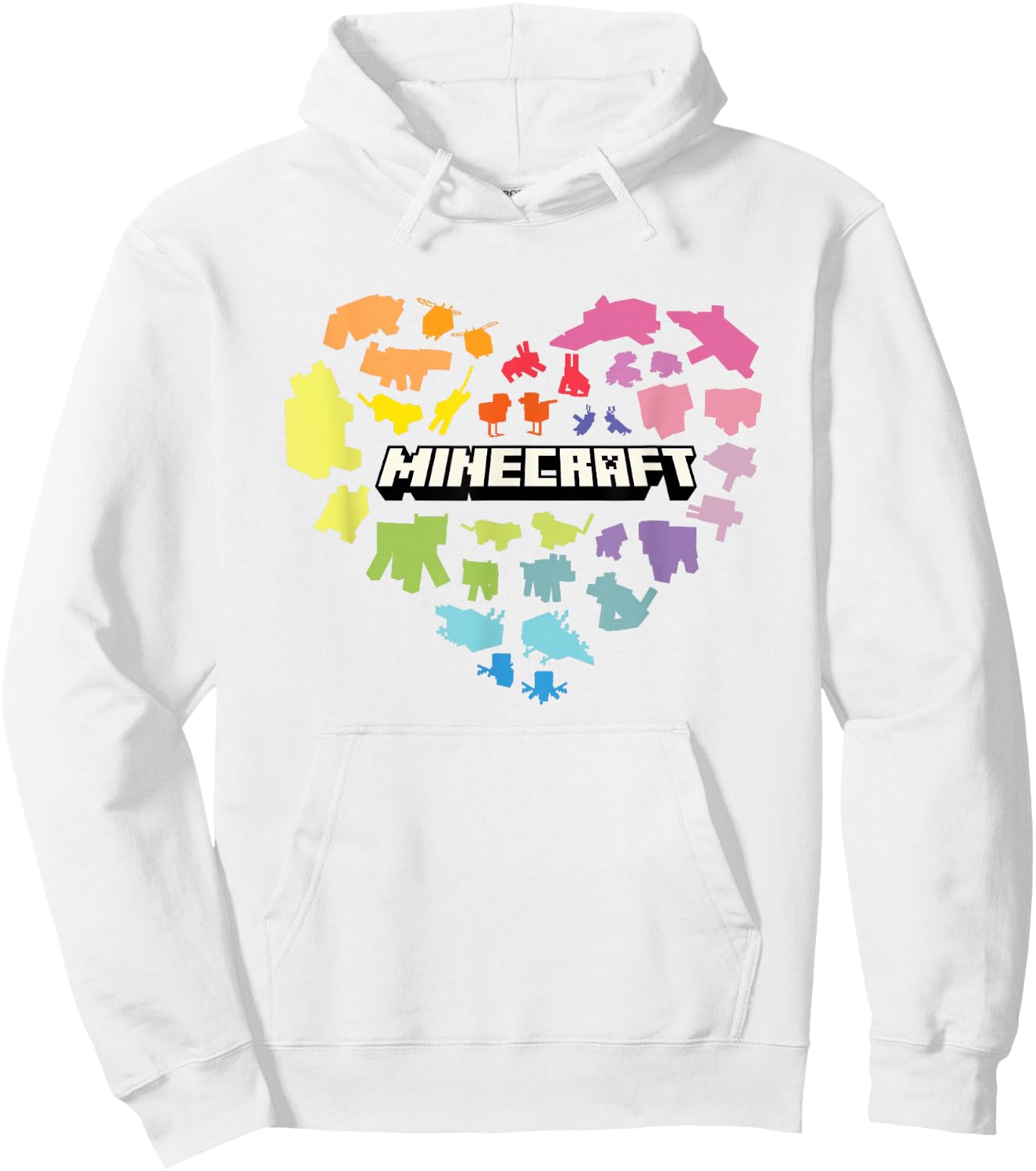 Minecraft Valentine's Day Heart Shaped Rainbow Icons Hoodie - Hoodie | White