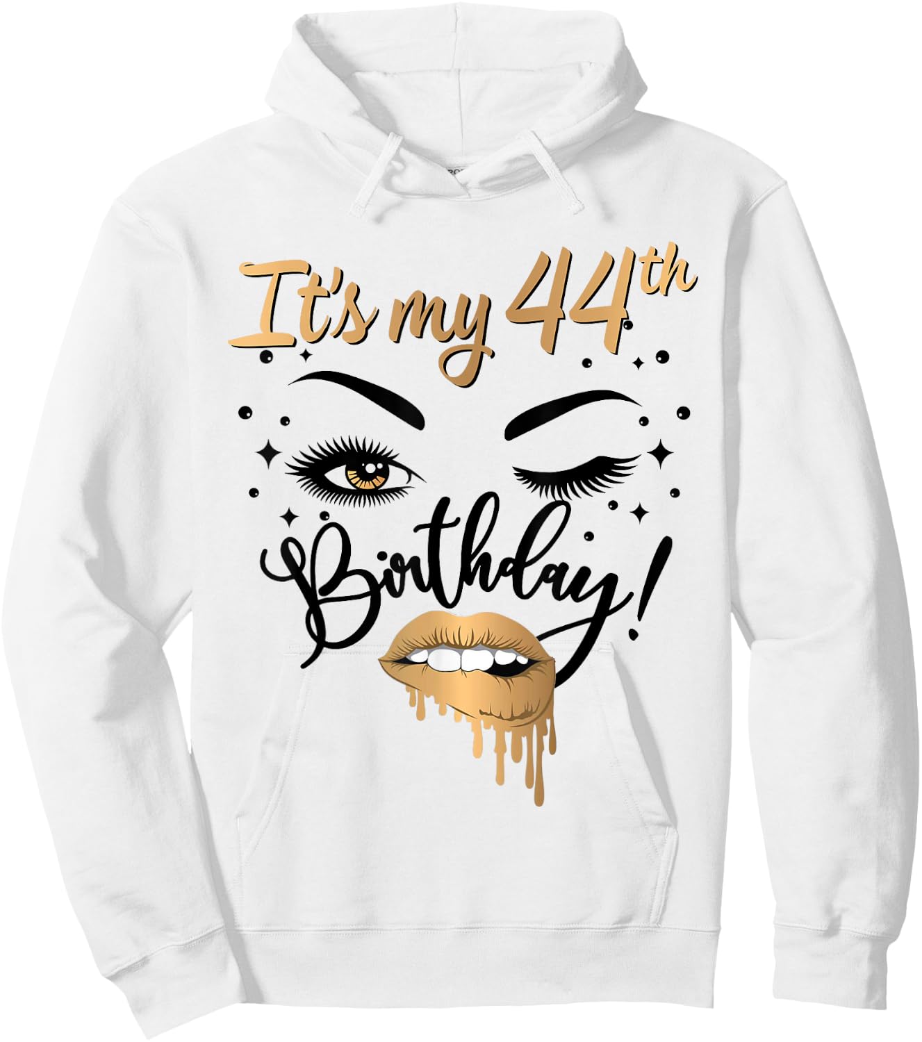 It's My 44th Birthday Queen 44 Years Old Eye Lash Lips Kiss Hoodie - Hoodie | White