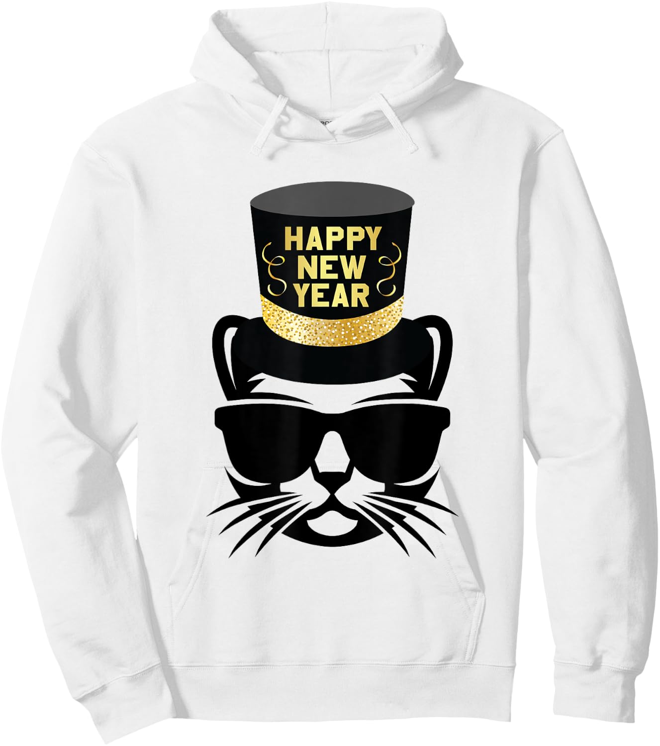 Happy New Year Cat Hoodie - Hoodie | White
