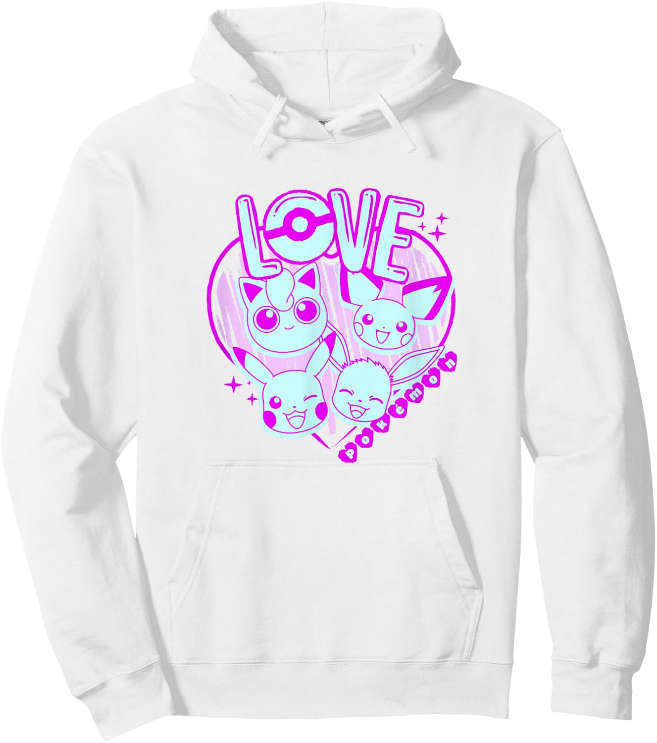 Pokémon Valentine's Day Neon Pink Pocket Monster Sketch Hoodie - Hoodie | White