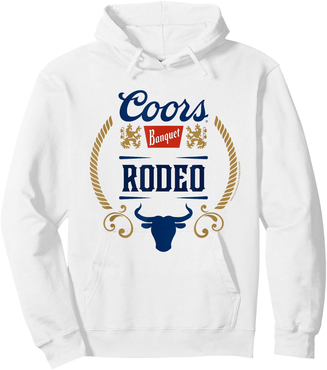 Coors Banquet Rodeo Bull Horns Framed Badge Hoodie - Hoodie | White