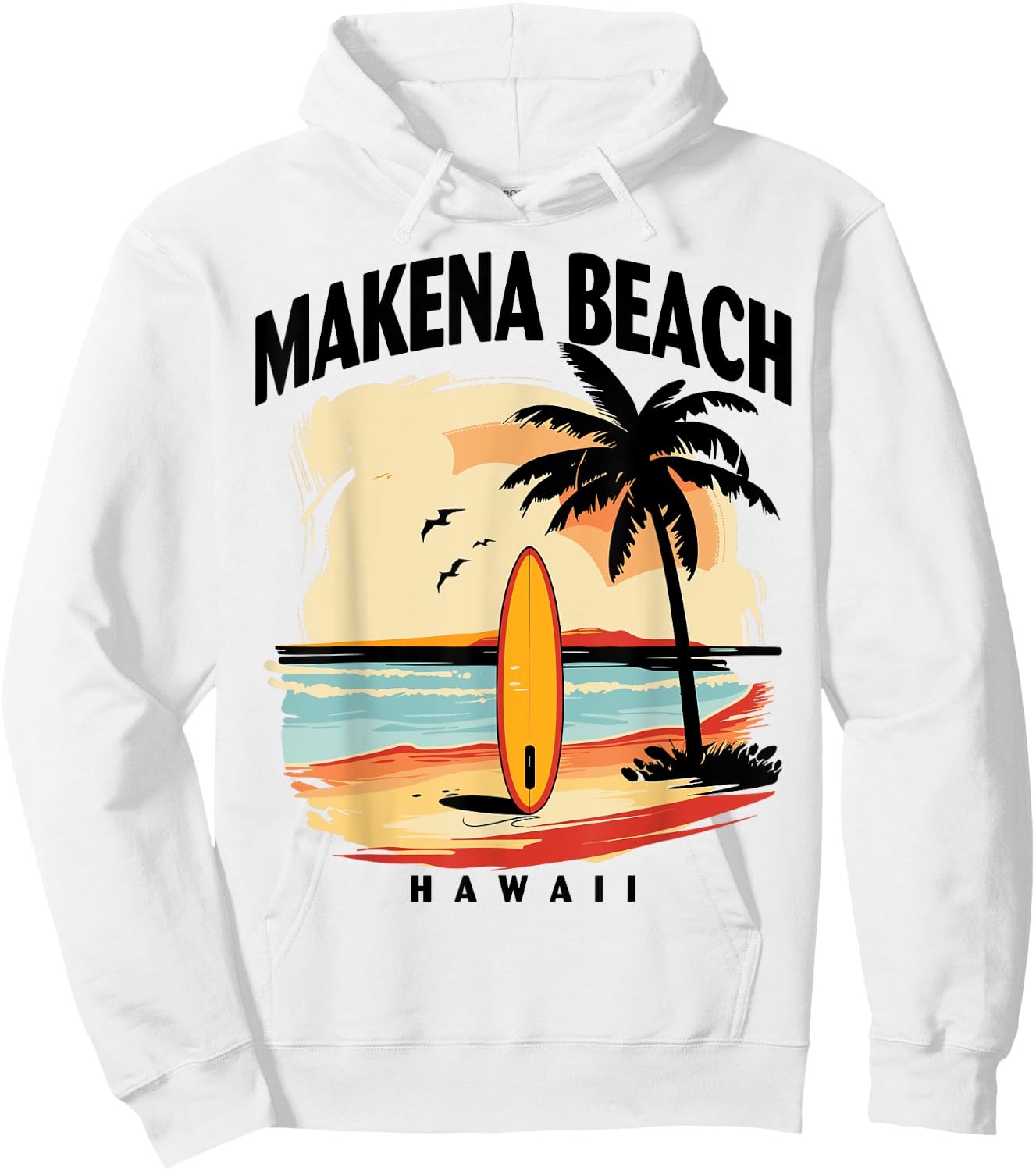 Hawaii Makena Beach Surfboard Surfing Men Women Hoodie - Hoodie | White