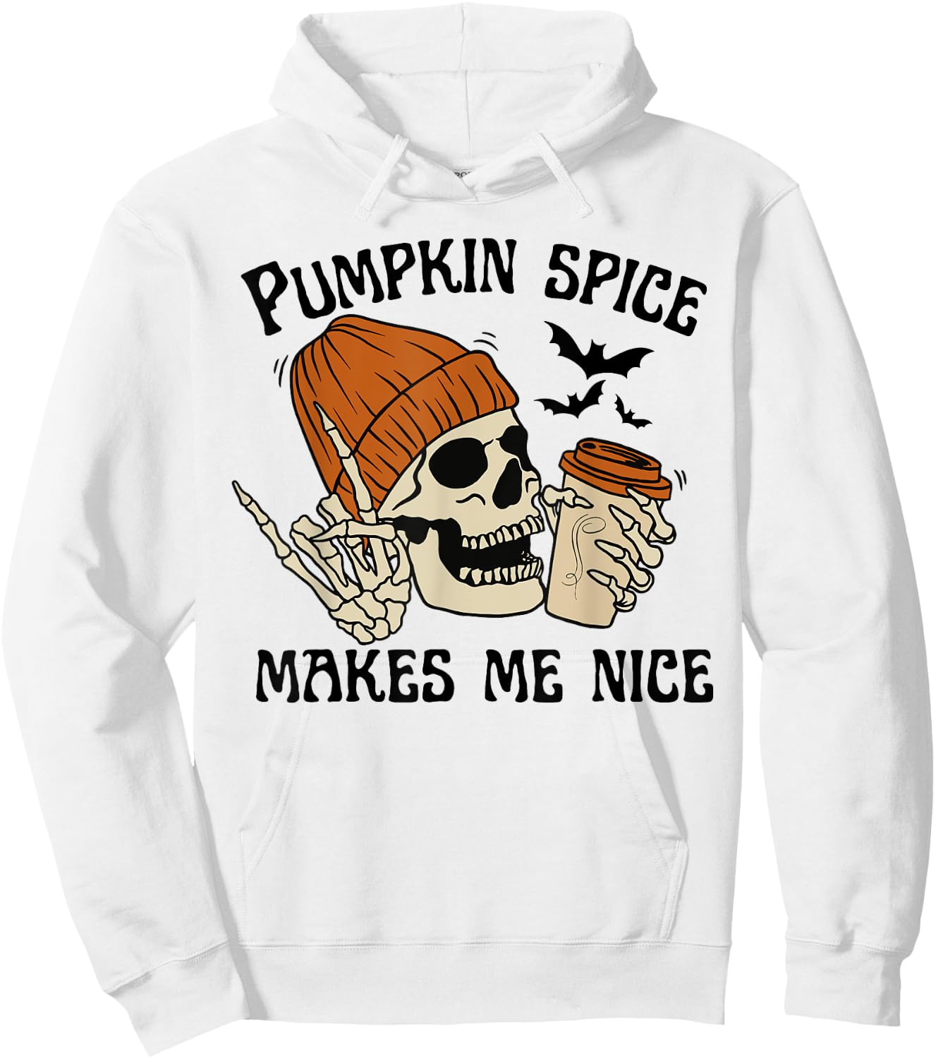 Pumpkin Spice Make Me Nice Retro Skeleton Funny Halloween Hoodie - Hoodie | White