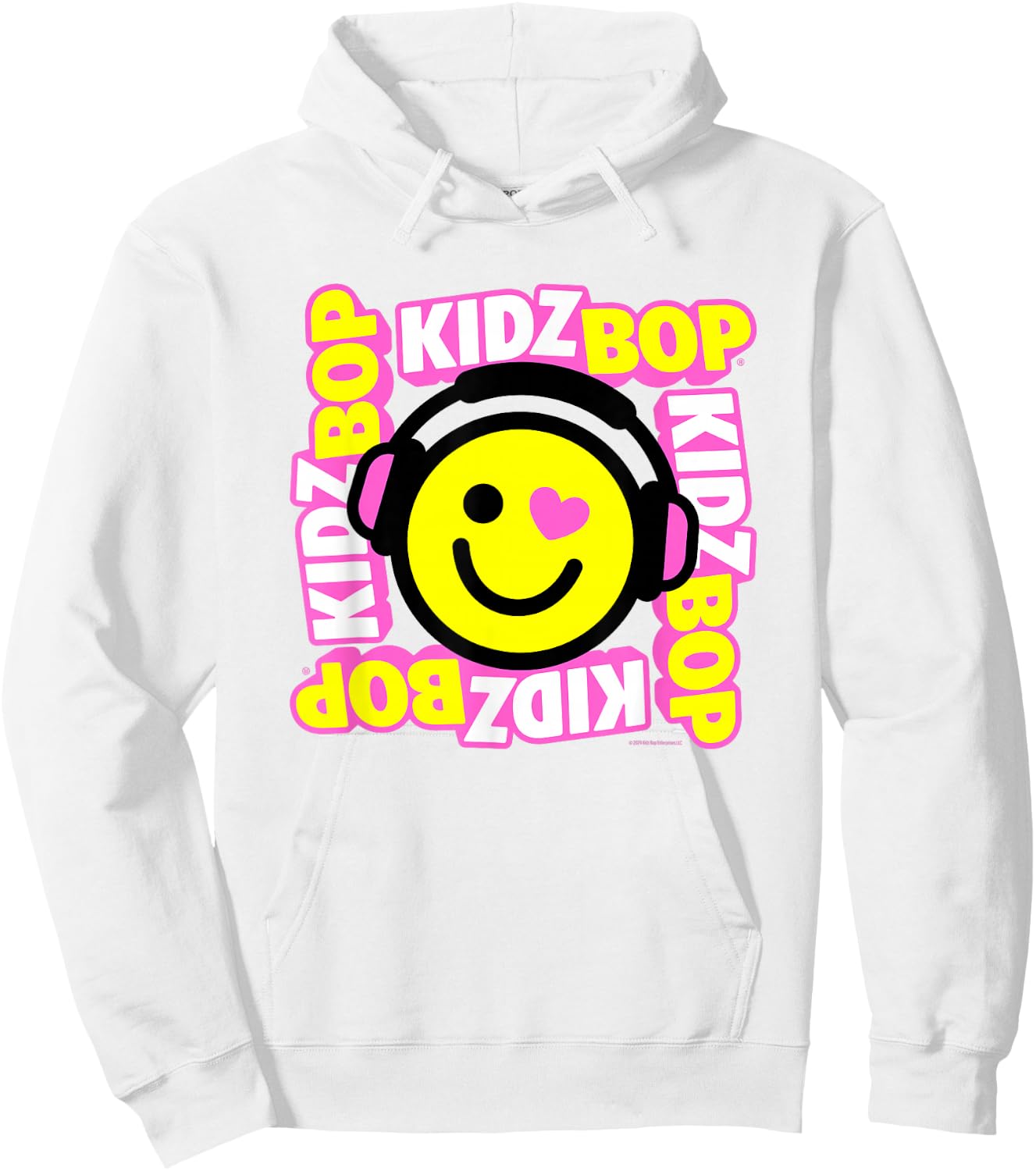 Kidz BOP Merch – Heart Smiley Face with Headphones Hoodie - Hoodie | White