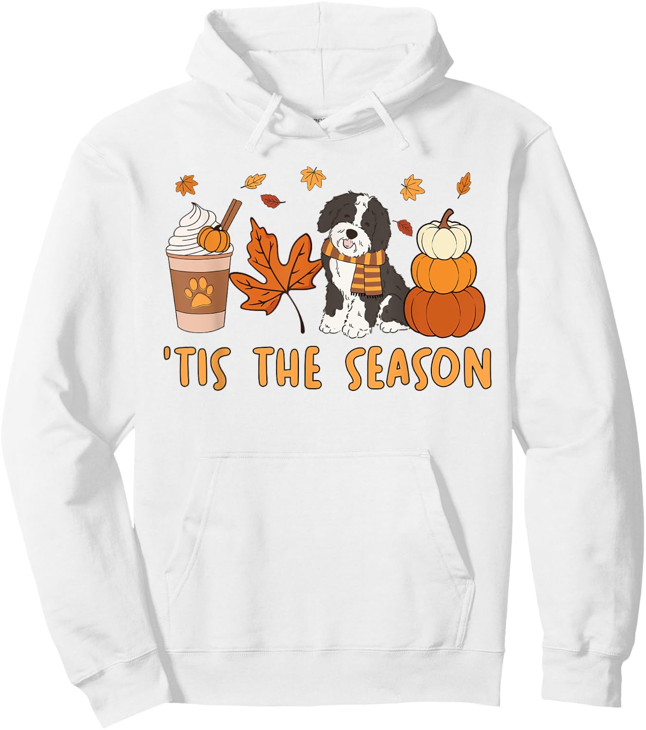Tis The Season Sheepadoodle Dog Fall Autumn Pumpkin Coffee Women Kids Hoodie - Hoodie | White