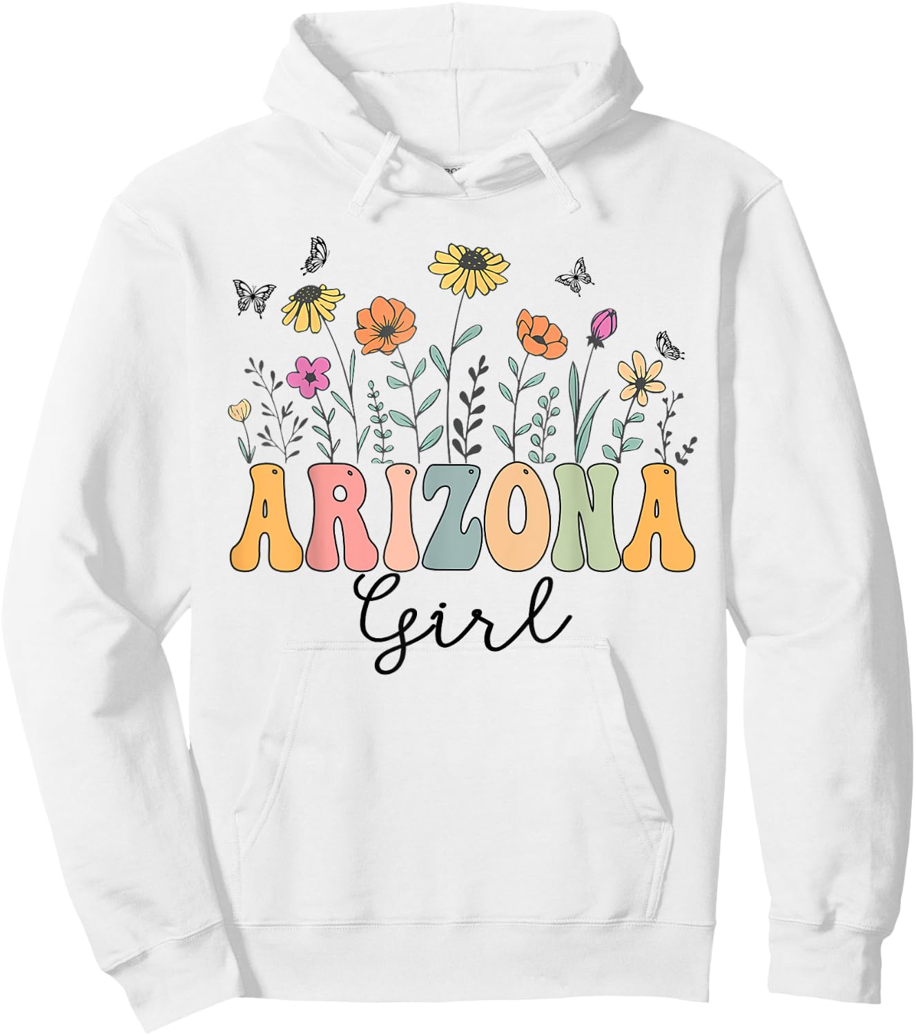 Arizona Girl Wildflower Groovy Arizona Lover Hoodie - Hoodie | White