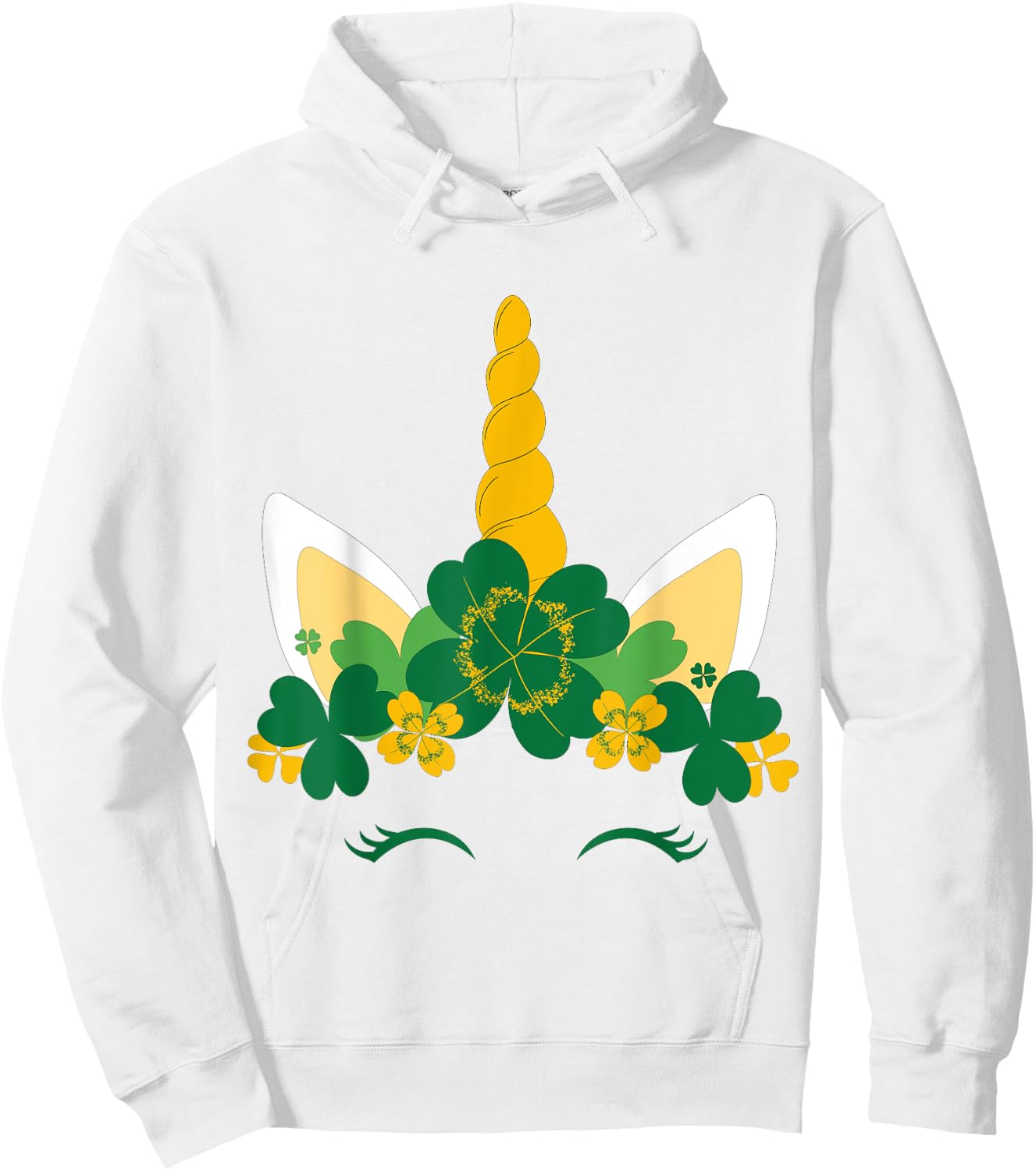 Kids St Patricks Day Unicorn Face Shamrock Pattys Toddler Hoodie - Hoodie | White