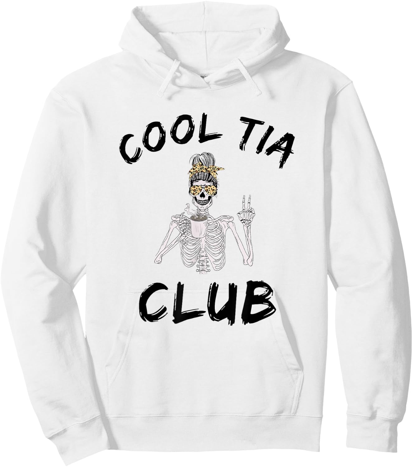 Cool tia club cool awesome tia skeleton messy bun coffee Hoodie - Hoodie | White