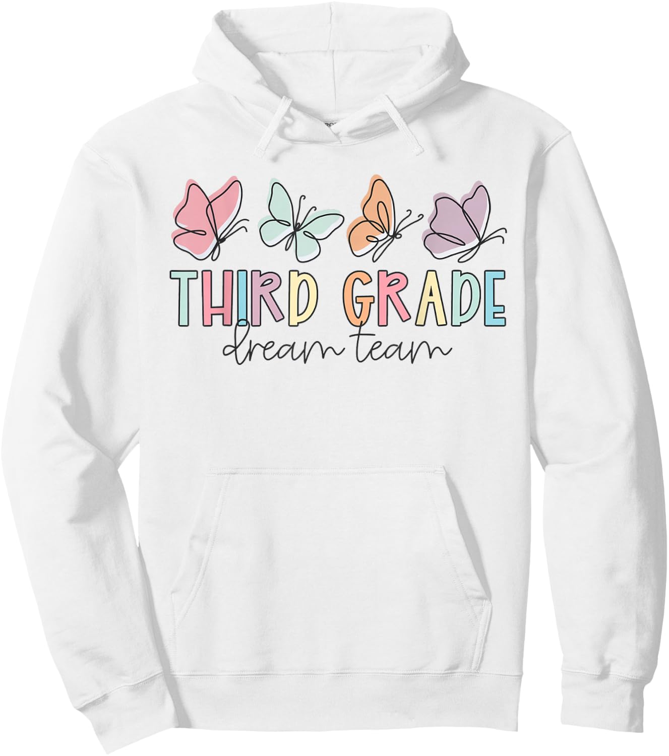 Kids Third Grade Dream Team Butterfly First Day Of School Hoodie - Hoodie | White