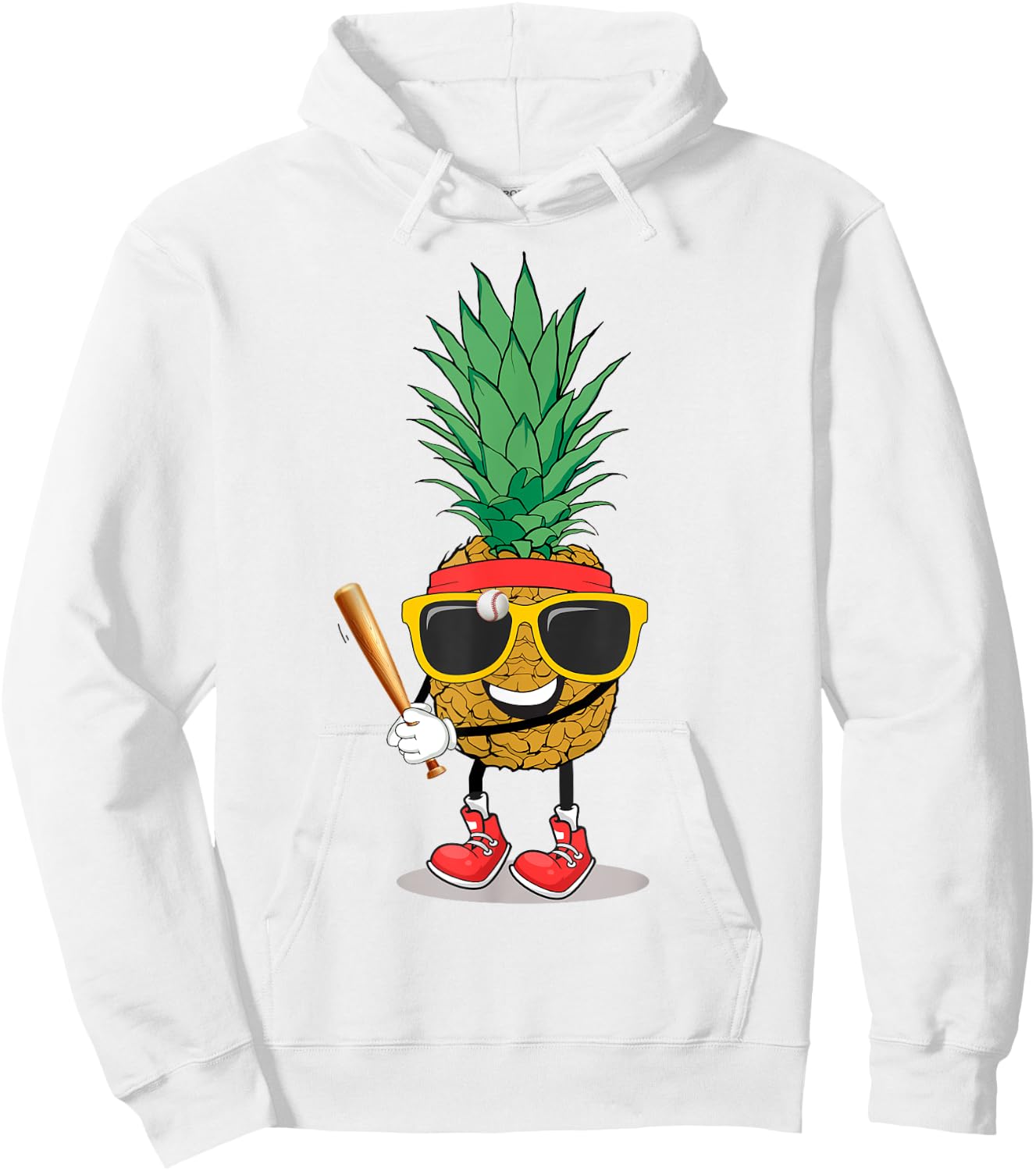 Funny Tropical Fruit Pineapple & Baseball Ball Summer Vacay Hoodie - Hoodie | White