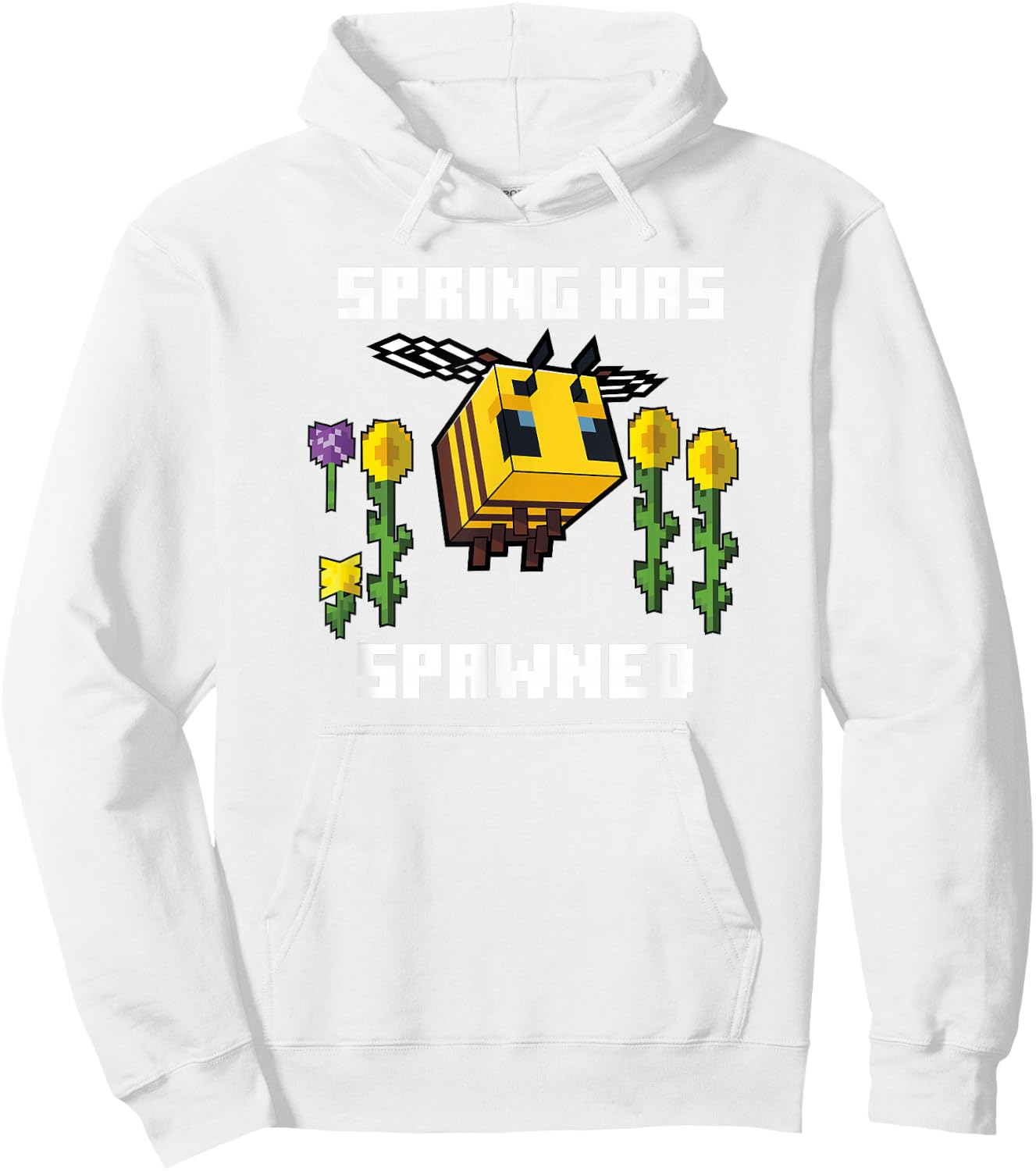 Minecraft Bee Spring Has Spawned Graphic Blocks Hoodie - Hoodie | White