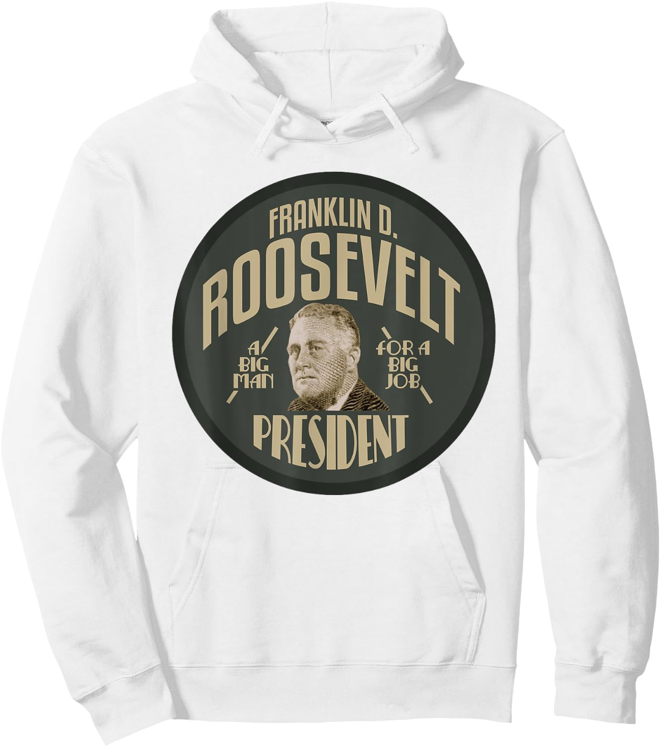 American History Gifts FDR President Franklin Roosevelt , Men's -Adults Grey Classic Fit Short Sleeve Collarless , Small Hoodie - Hoodie | White