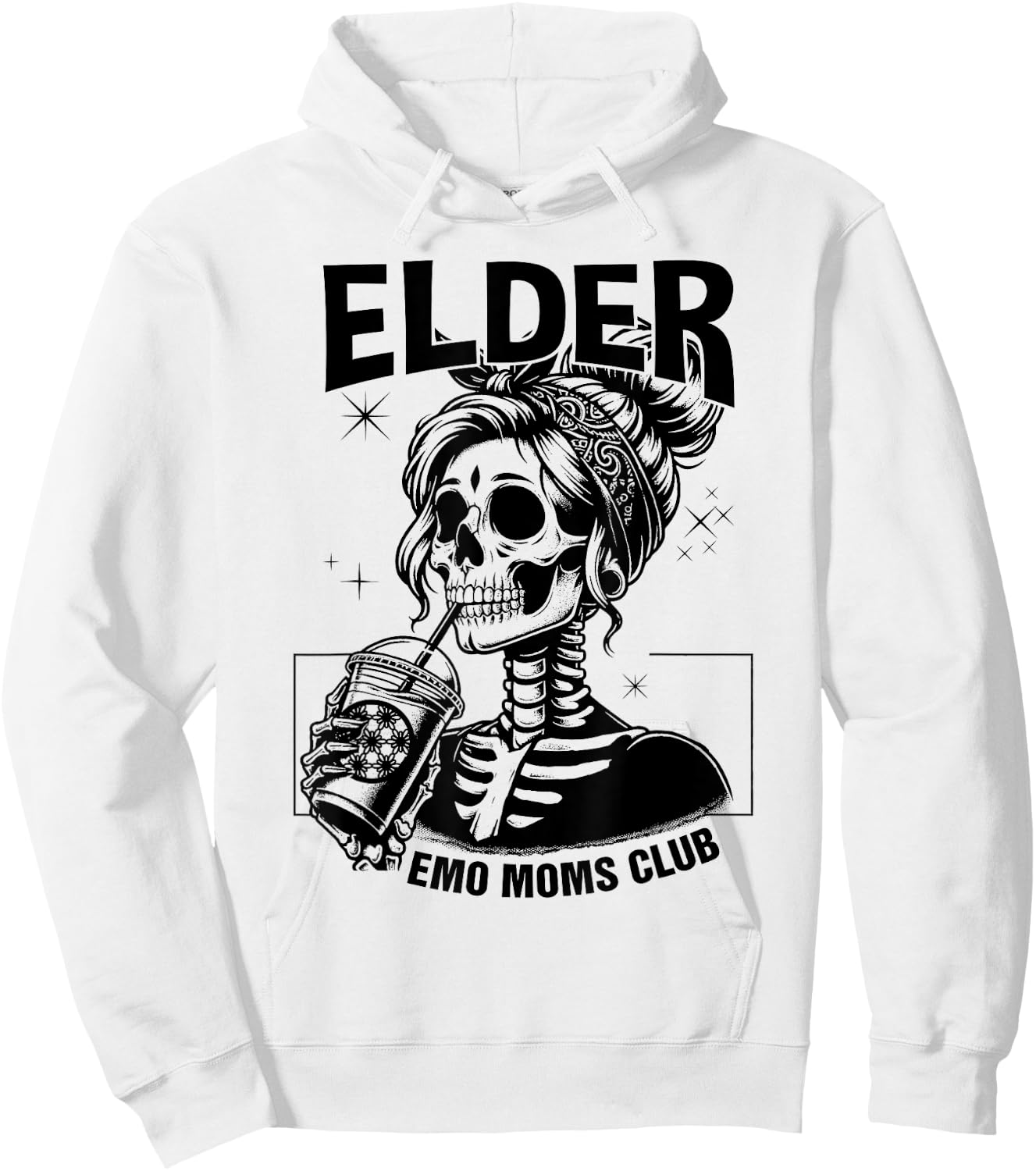 Elder Emo Moms Club Mothers Day Funny Skeleton Hoodie - Hoodie | White