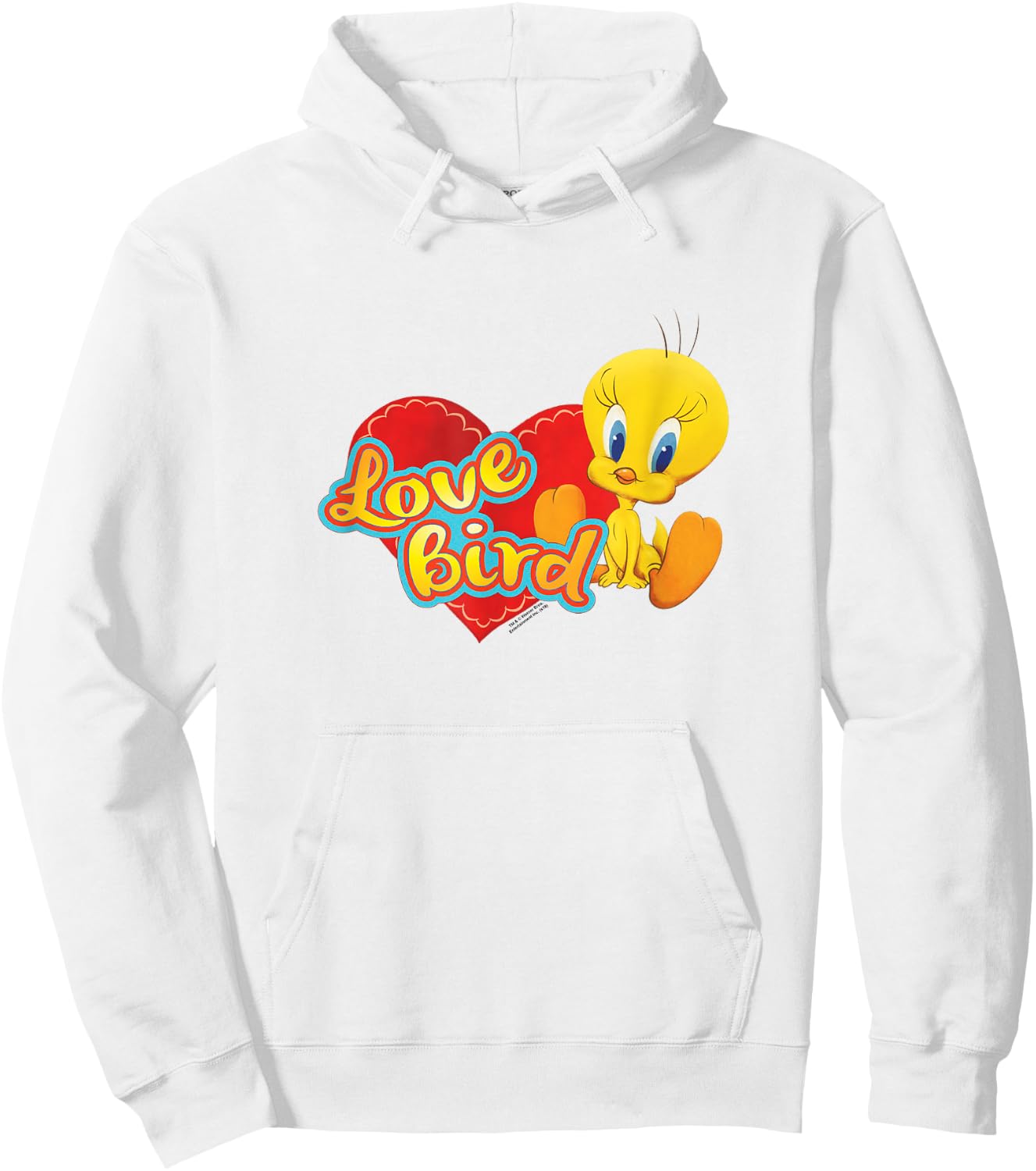 Popfunk -Adult Yellow Cartoon Tweety Love Bird Valentine's Day Hoodie - Hoodie | White