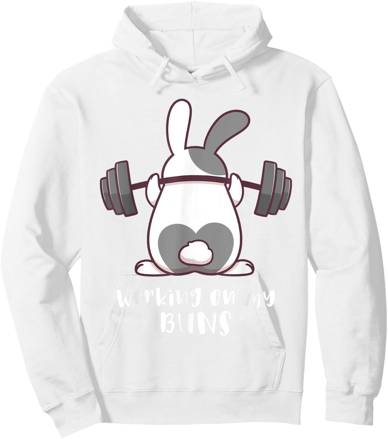 Working On My Buns Bunny Workout Gym Pun Gift Cute T Shirt Hoodie - Hoodie | White
