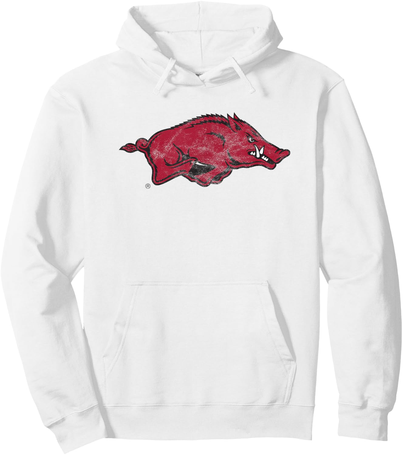 University of Arkansas Razorbacks Distressed Primary Logo Hoodie - Hoodie | White