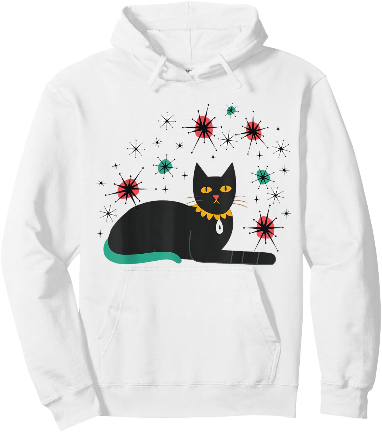 Retro Cat Midcentury Atomic Age 1950s Mid Century Hoodie - Hoodie | White