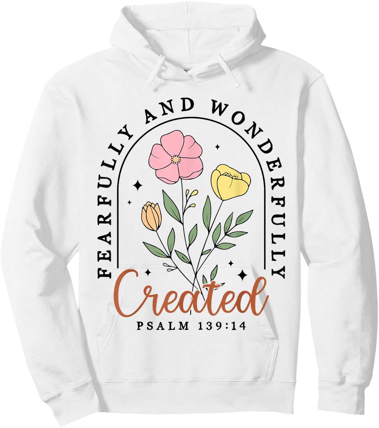 Fearfully And Wonderfully Created Psalm 139:14 Christian Hoodie - Hoodie | White