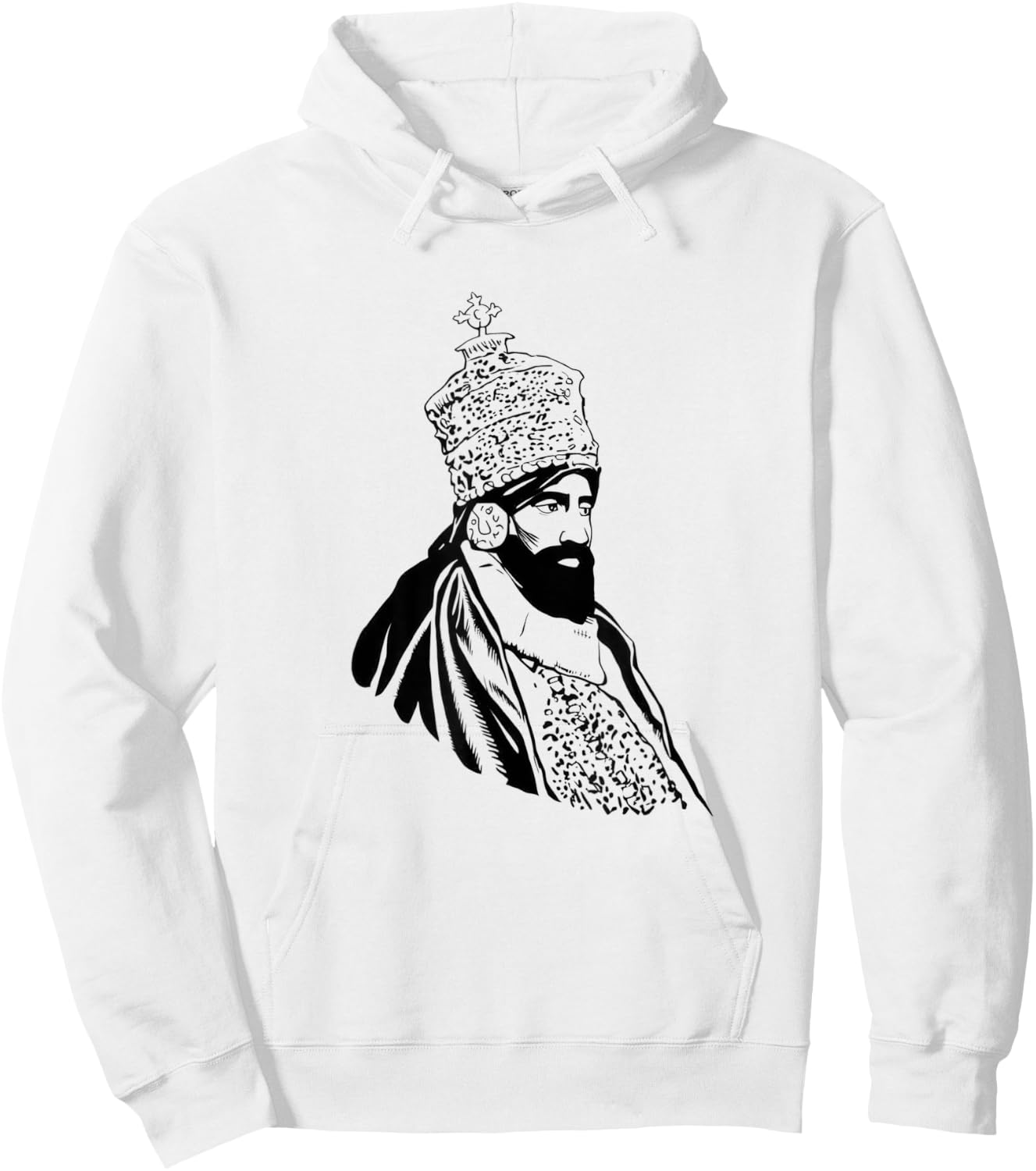 Haile Selassie Ethiopian King of Crown Jamaican Rasta Hoodie - Hoodie | White