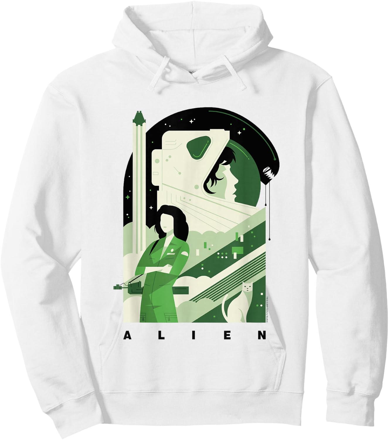 Aliens Iconic Strong Ellen Ripley Silhouette Chest Poster Hoodie - Hoodie | White