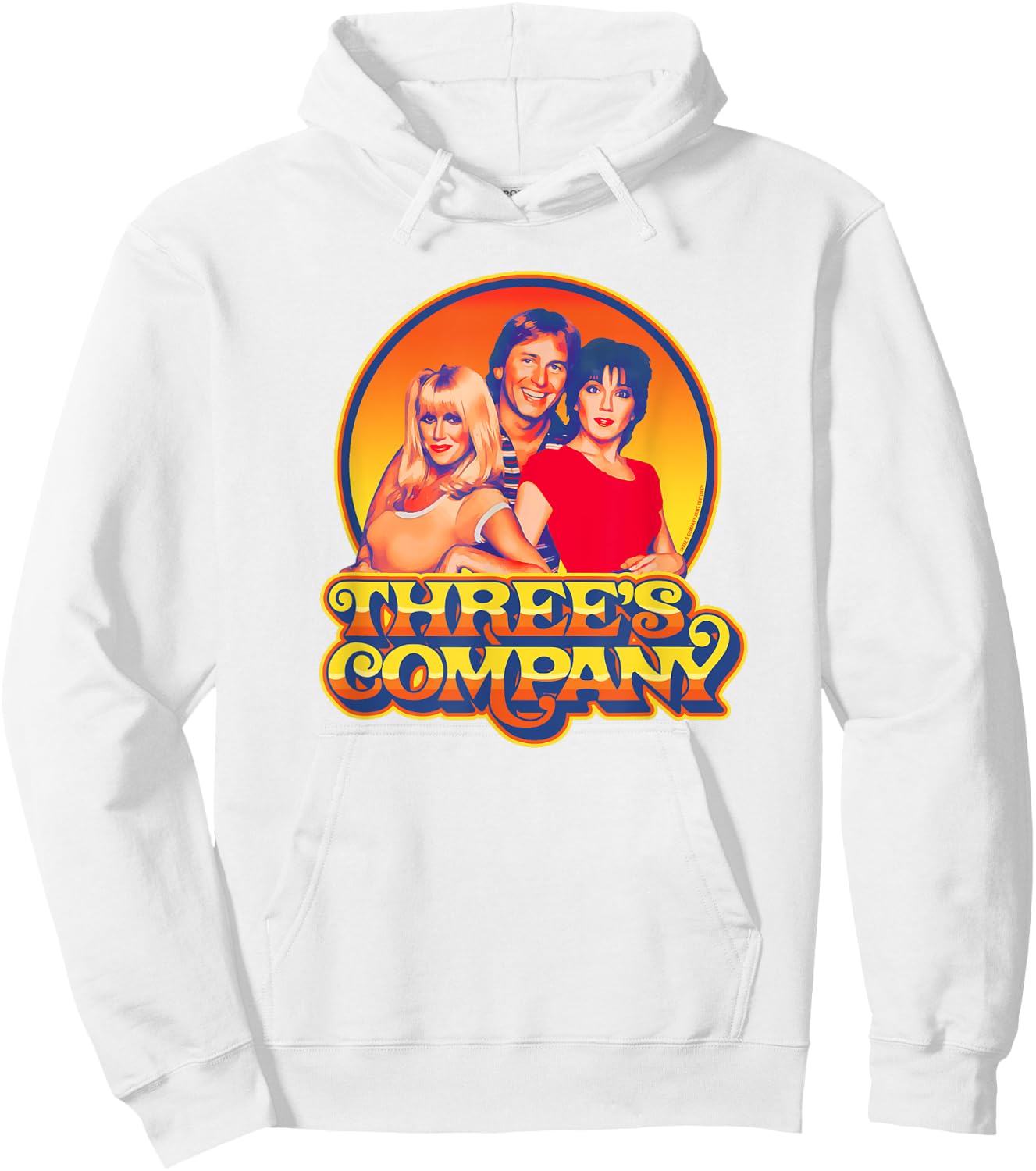 Three's Company 1980's Sunset Retro Jack Jan & Chrissy Hoodie - Hoodie | White