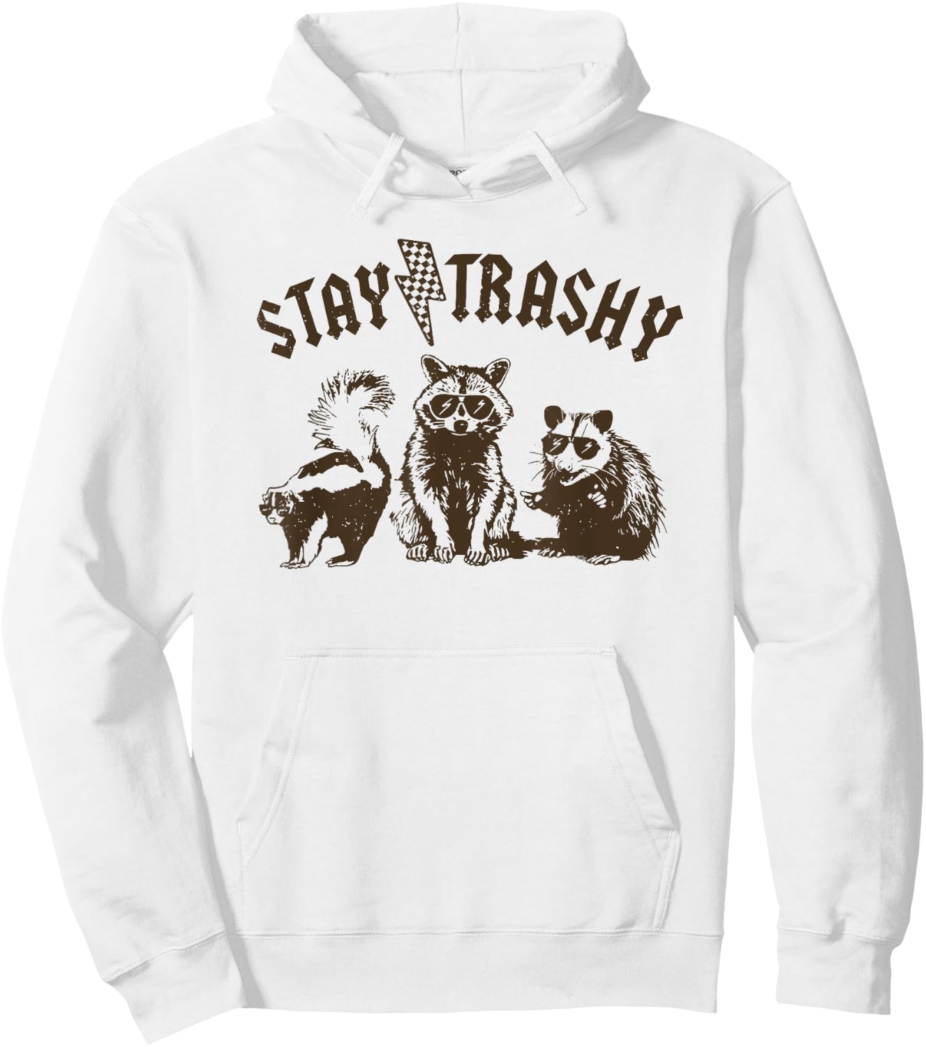 Stay Trashy Raccoon Hoodie - Hoodie | White