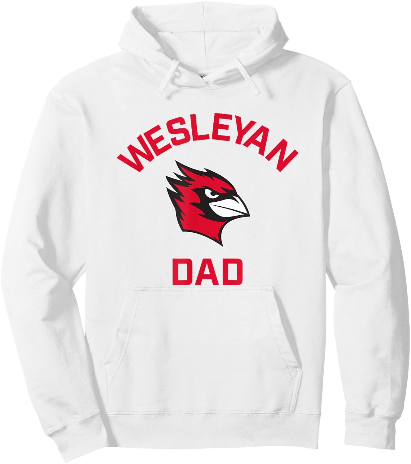 Wesleyan University Cardinals Arched Dad Hoodie - Hoodie | White